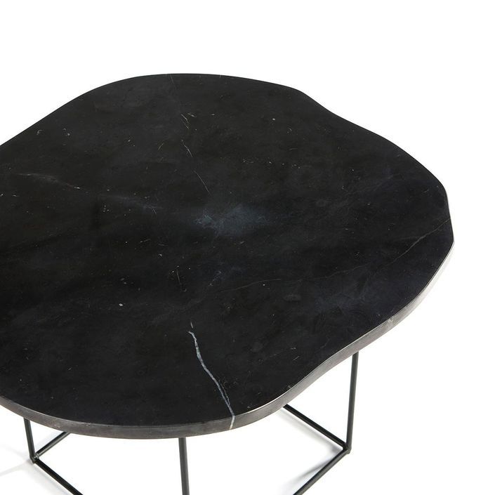 Table d'appoint marbre et pieds métal noir Trois - Photo n°3
