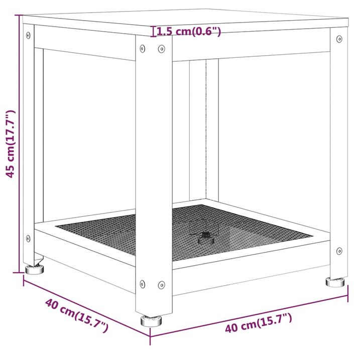 Table d'appoint Marron clair et noir 40x40x45 cm MDF et fer - Photo n°6