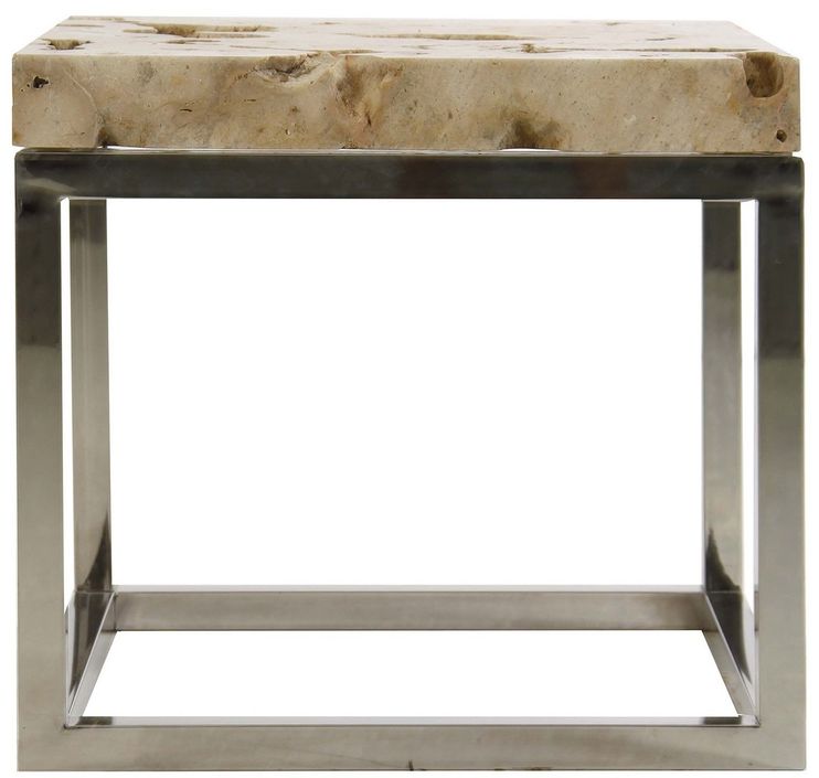 Table d'appoint marron et pieds métal argenté Loum - Photo n°1