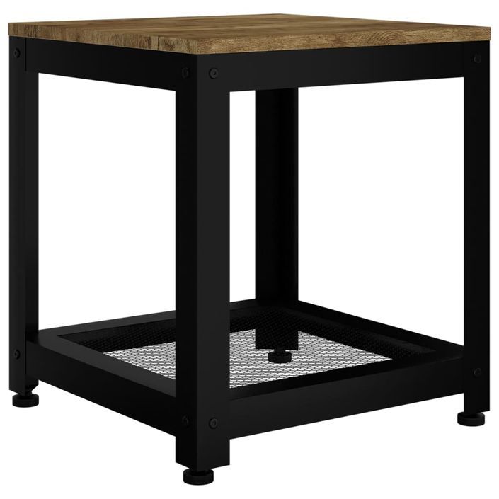 Table d'appoint Marron foncé et noir 40x40x45 cm MDF et fer - Photo n°2