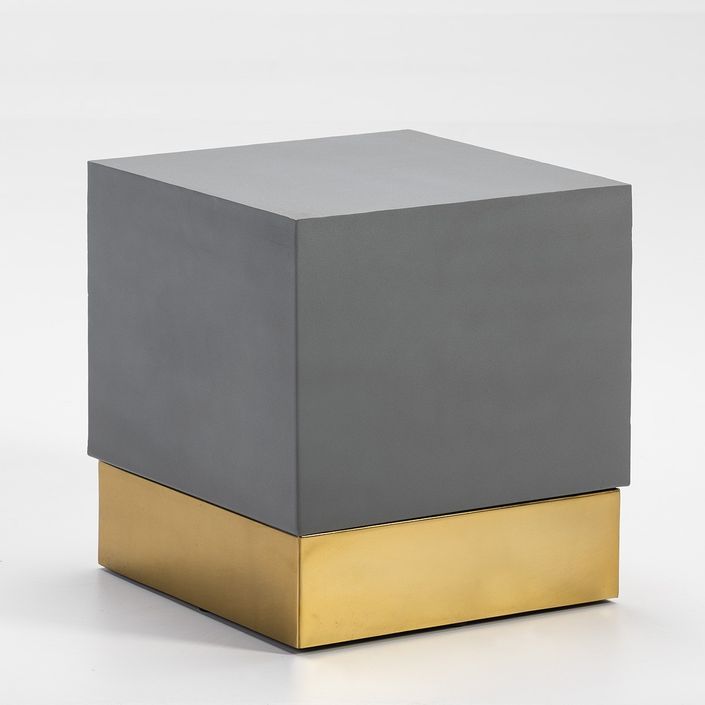 Table d'appoint métal gris et doré Alex H 38 cm - Photo n°1