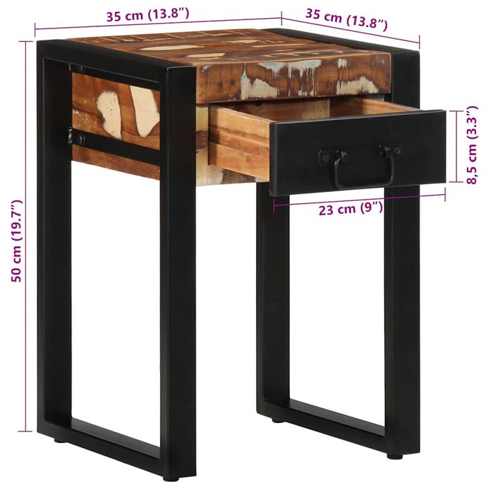 Table d'appoint multicolore 35x35x50cm bois massif récupération - Photo n°10