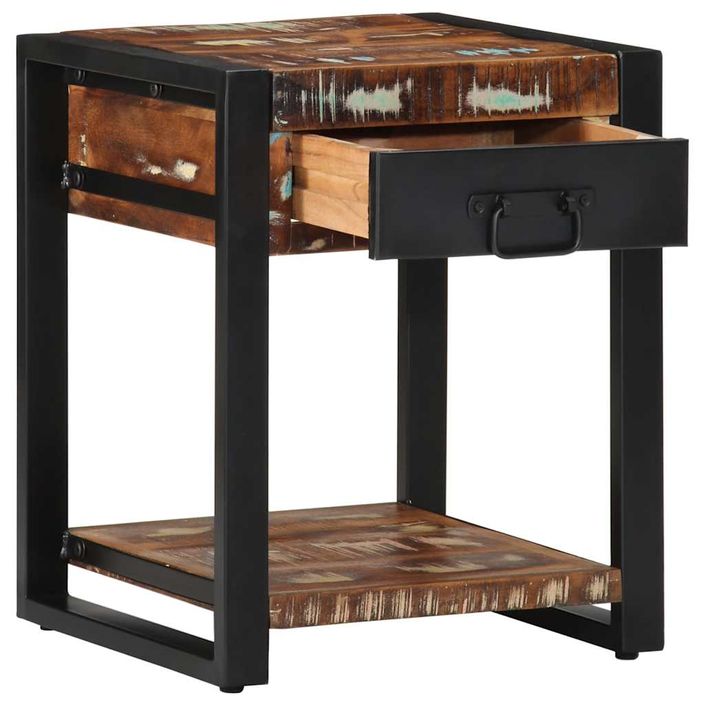 Table d'appoint multicolore 40x40x50cm bois récupération massif - Photo n°3