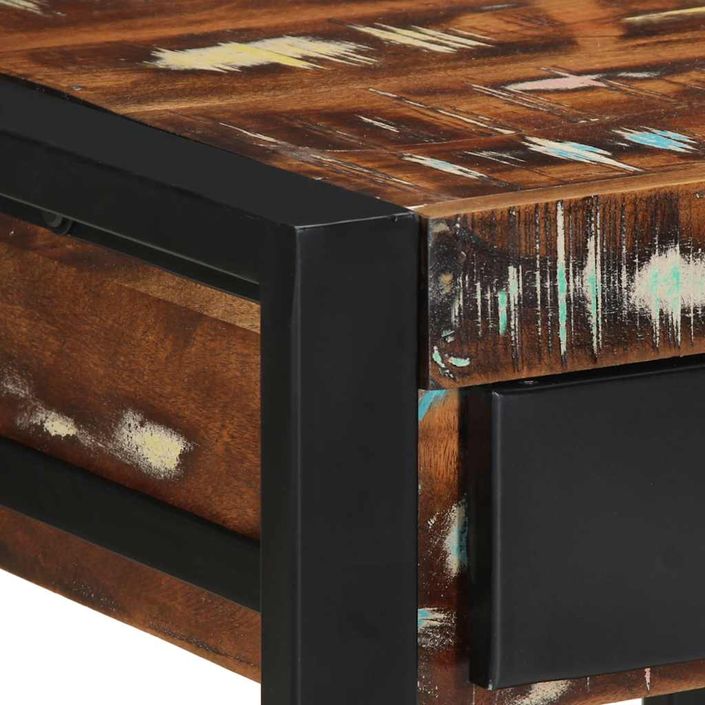 Table d'appoint multicolore 40x40x50cm bois récupération massif - Photo n°6