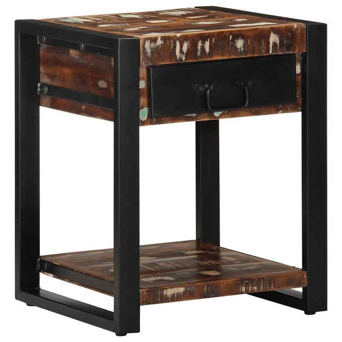 Table d'appoint multicolore 40x40x50cm bois récupération massif - Photo n°11