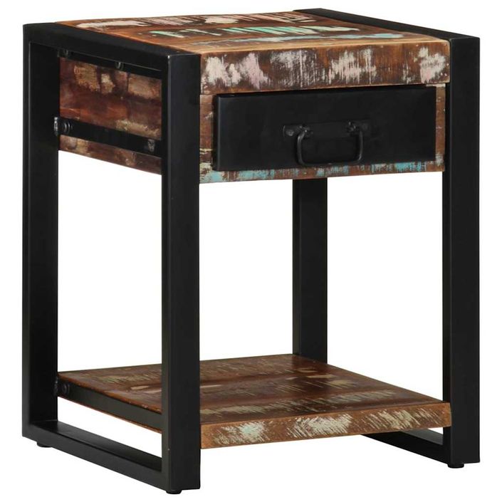 Table d'appoint multicolore 40x40x50cm bois récupération massif - Photo n°12