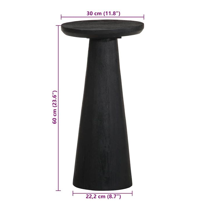 Table d'appoint noir Ø30x60 cm bois de manguier massif - Photo n°9