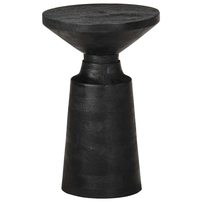 Table d'appoint noir Ø33x50 cm bois de manguier massif - Photo n°1