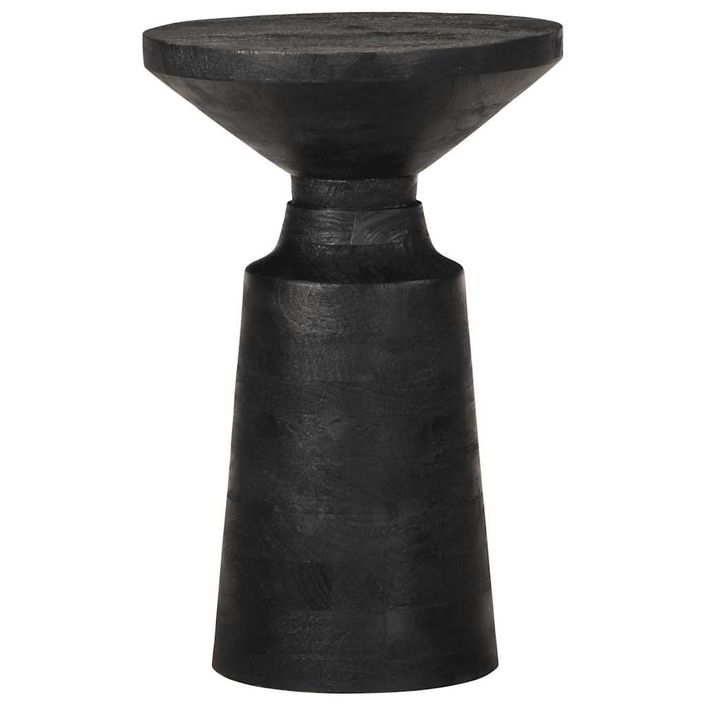 Table d'appoint noir Ø33x50 cm bois de manguier massif - Photo n°2