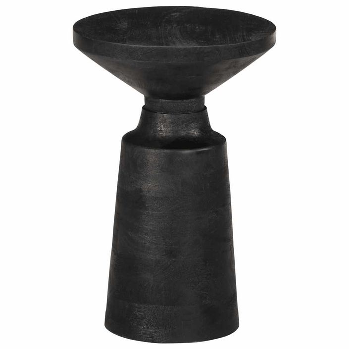 Table d'appoint noir Ø33x50 cm bois de manguier massif - Photo n°3