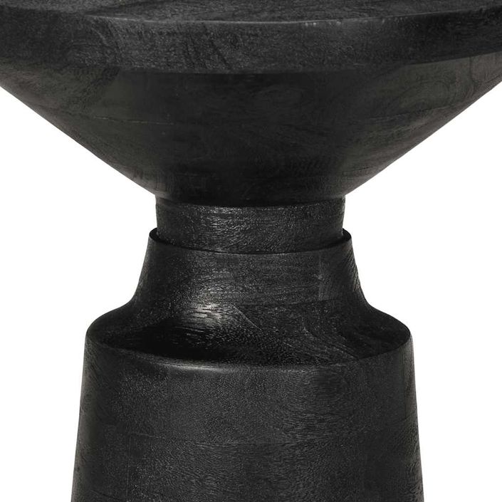 Table d'appoint noir Ø33x50 cm bois de manguier massif - Photo n°7