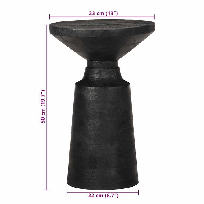 Table d'appoint noir Ø33x50 cm bois de manguier massif - Photo n°9