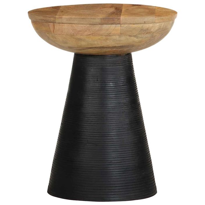 Table d'appoint noir Ø37x45 cm bois de manguier massif - Photo n°3
