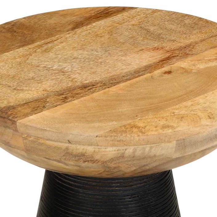 Table d'appoint noir Ø37x45 cm bois de manguier massif - Photo n°5