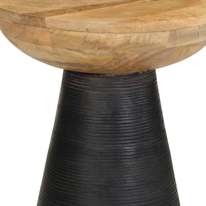 Table d'appoint noir Ø37x45 cm bois de manguier massif - Photo n°7