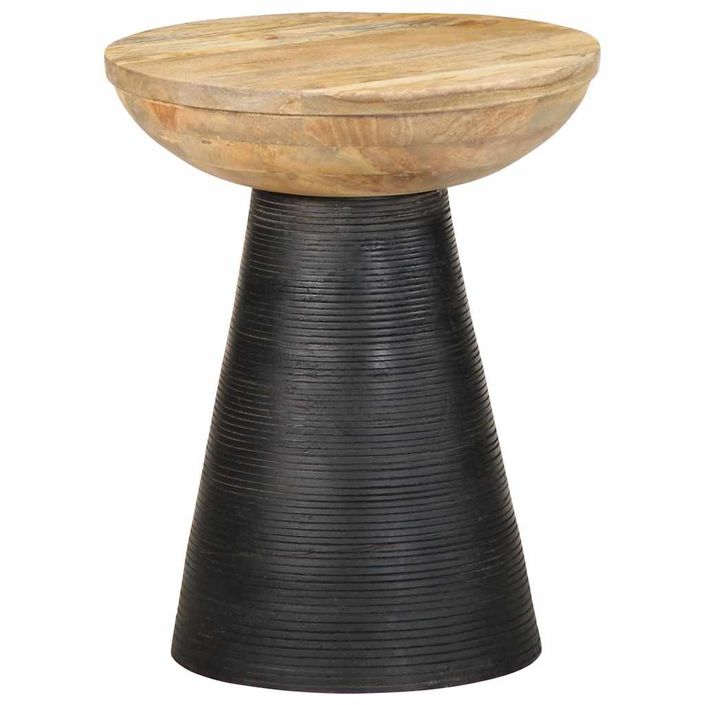 Table d'appoint noir Ø37x45 cm bois de manguier massif - Photo n°10