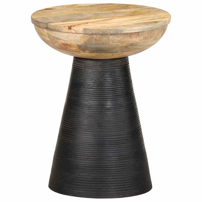 Table d'appoint noir Ø37x45 cm bois de manguier massif - Photo n°11