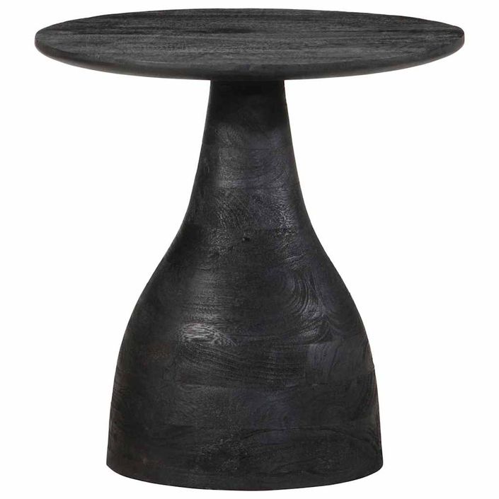 Table d'appoint noir Ø40x40 cm bois de manguier massif - Photo n°2