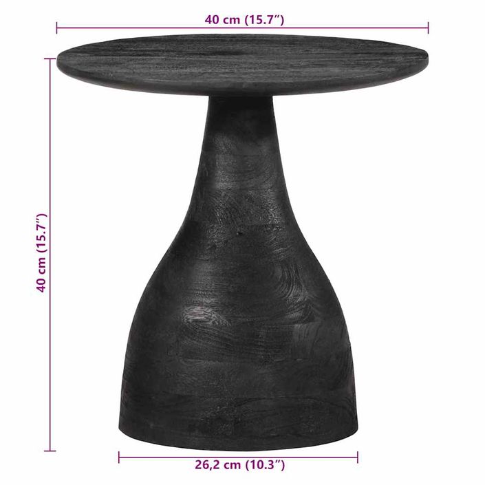 Table d'appoint noir Ø40x40 cm bois de manguier massif - Photo n°9