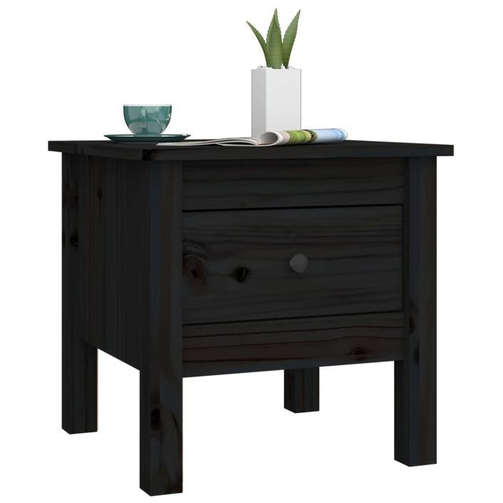 Table d'appoint Noir 40x40x39 cm Bois massif de pin - Photo n°4