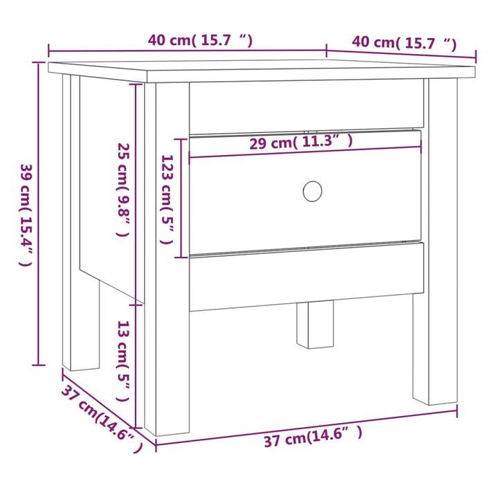 Table d'appoint Noir 40x40x39 cm Bois massif de pin - Photo n°10