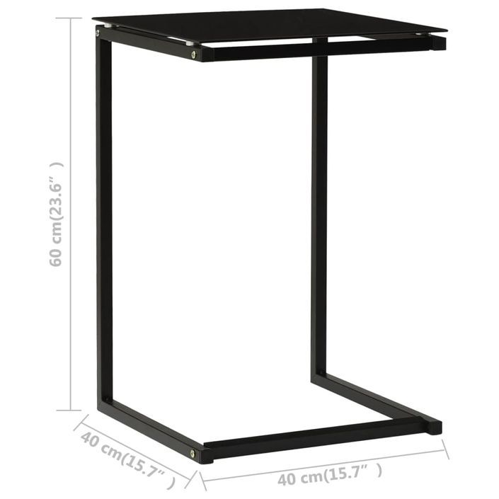 Table d'appoint Noir 40x40x60 cm Verre trempé - Photo n°7