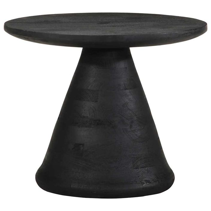 Table d'appoint noir Ø50x40 cm bois de manguier massif - Photo n°2
