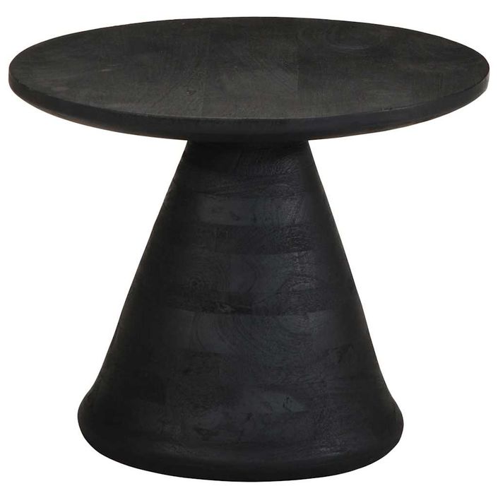 Table d'appoint noir Ø50x40 cm bois de manguier massif - Photo n°3
