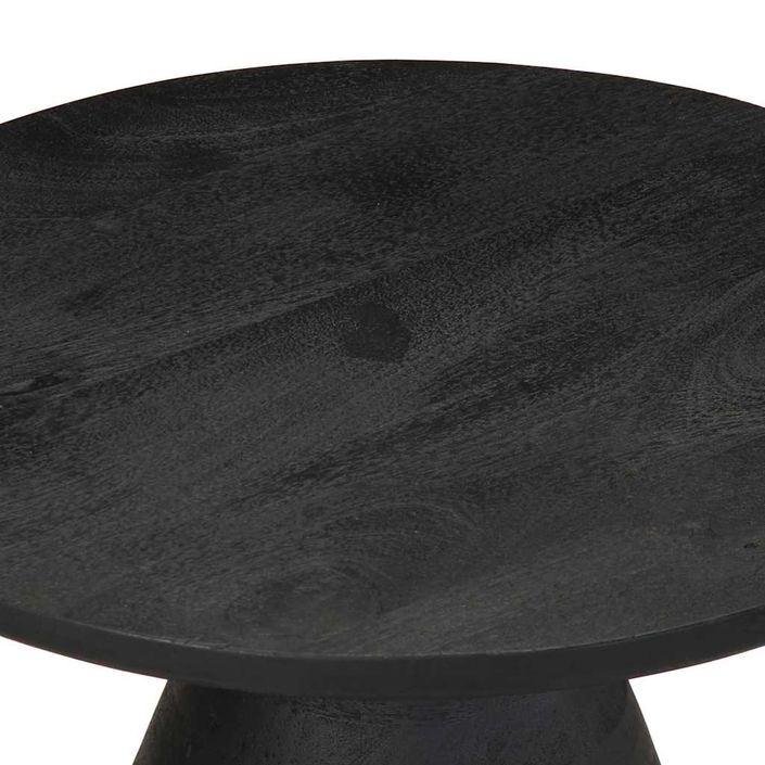 Table d'appoint noir Ø50x40 cm bois de manguier massif - Photo n°5