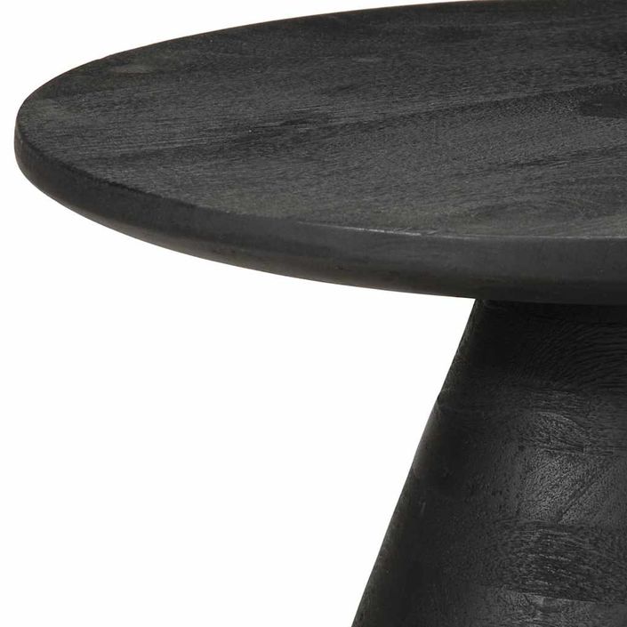 Table d'appoint noir Ø50x40 cm bois de manguier massif - Photo n°7