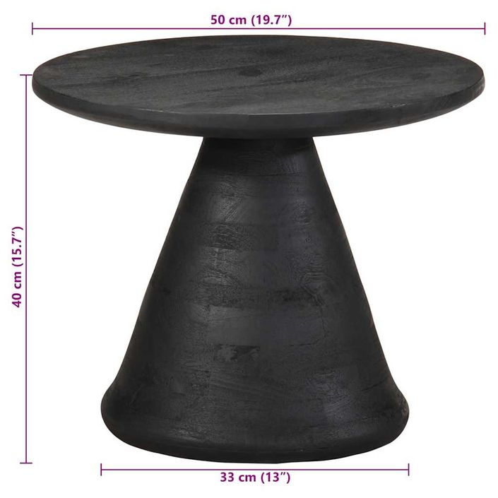 Table d'appoint noir Ø50x40 cm bois de manguier massif - Photo n°9