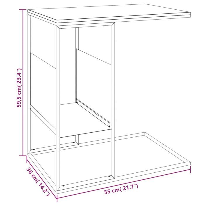 Table d'appoint Noir 55x36x59,5 cm Bois d'ingénierie - Photo n°6