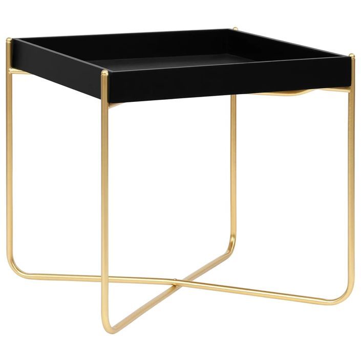 Table d'appoint Noir et doré 38x38x38,5 cm MDF - Photo n°1