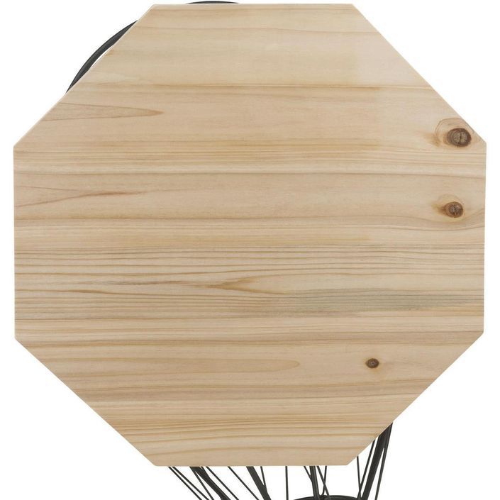 Table d'appoint octogonale bois massif clair et métal noir Jail - Photo n°2