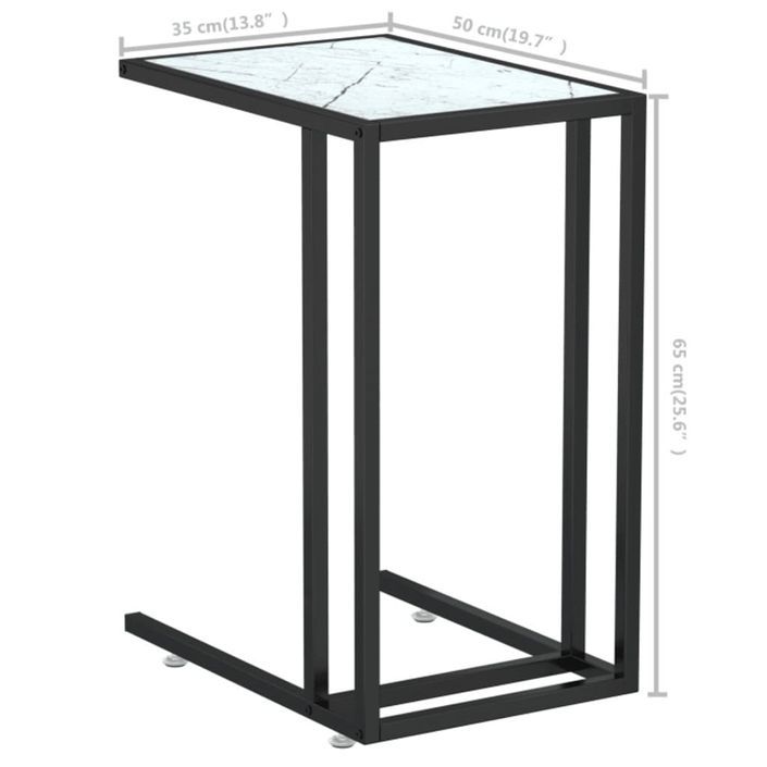 Table d'appoint ordinateur Marbre blanc 50x35x65cm Verre trempé - Photo n°7