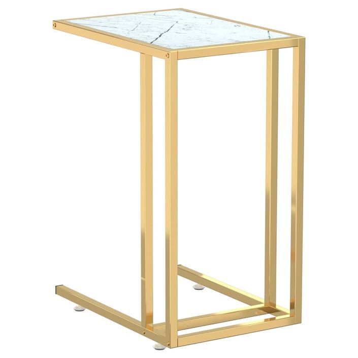 Table d'appoint ordinateur Marbre blanc 50x35x65cm Verre trempé 2 - Photo n°1