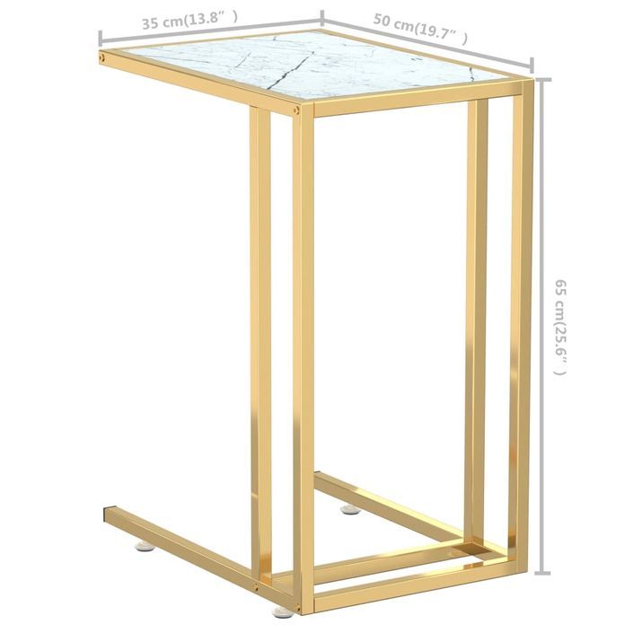 Table d'appoint ordinateur Marbre blanc 50x35x65cm Verre trempé 2 - Photo n°7