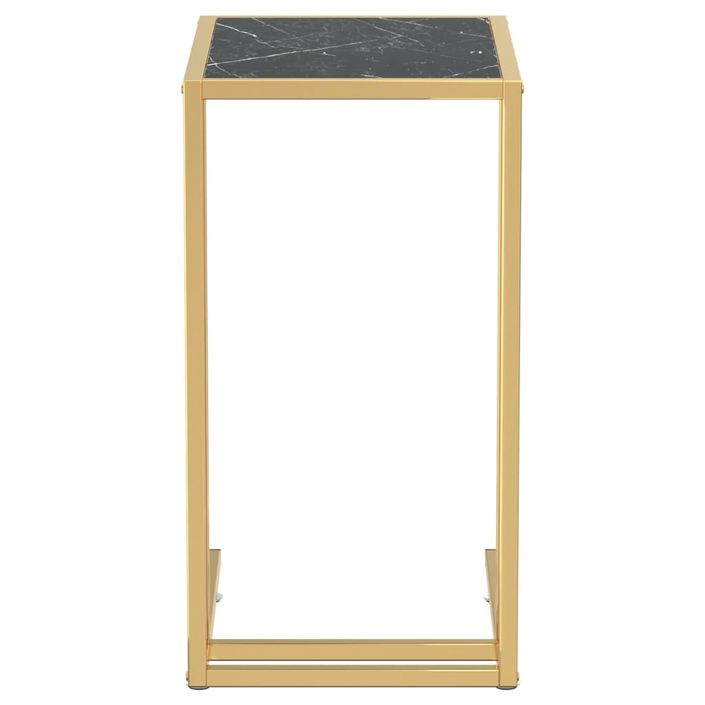 Table d'appoint ordinateur Marbre noir 50x35x65 cm Verre trempé - Photo n°3