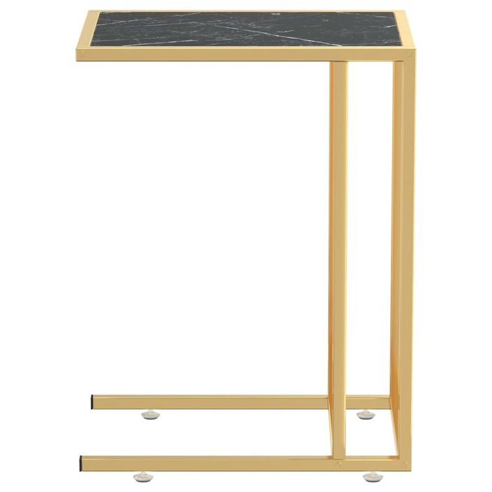 Table d'appoint ordinateur Marbre noir 50x35x65 cm Verre trempé - Photo n°4