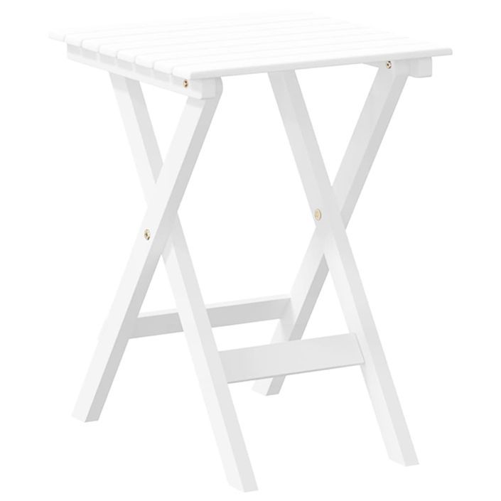 Table d’appoint pliable blanc bois de peuplier massif - Photo n°2