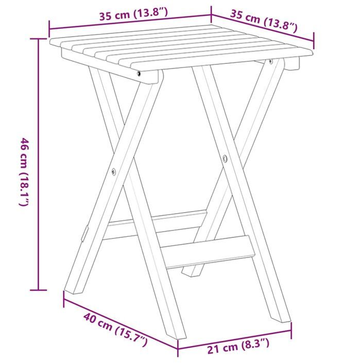 Table d’appoint pliable blanc bois de peuplier massif - Photo n°9