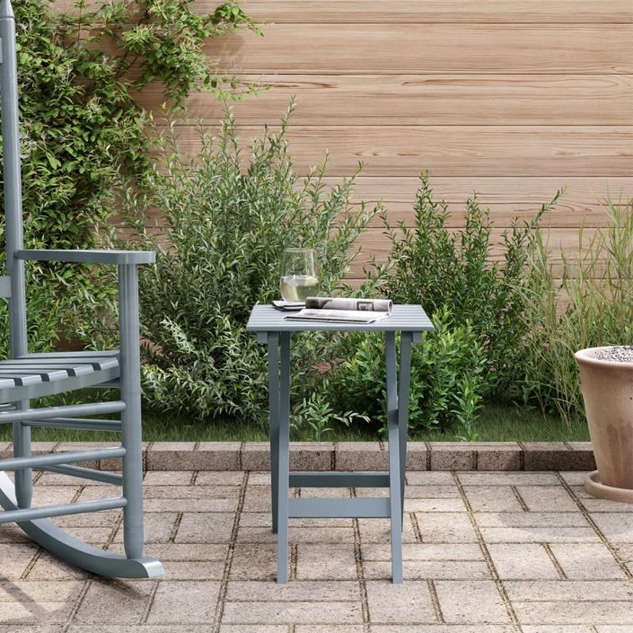 Table d’appoint pliable gris bois de peuplier massif - Photo n°3