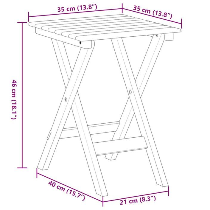 Table d’appoint pliable gris bois de peuplier massif - Photo n°9