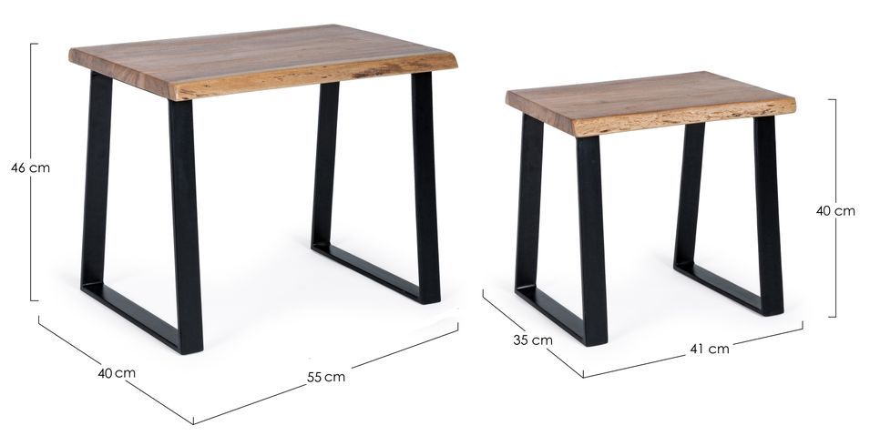 Table d'appoint rectangle en acacia naturel Amaly - Lot de 2 - Photo n°5