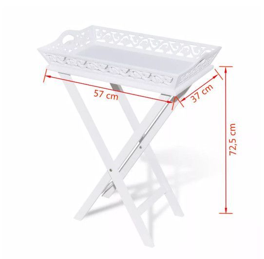 Table d'appoint rectangulaire plastique et pieds pin massif blanc Manu - Photo n°6