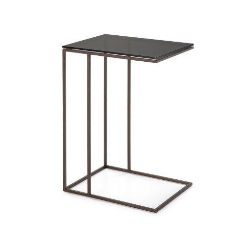 Table d'appoint rectangulaire verre fumé et métal bronze Kili - Photo n°1