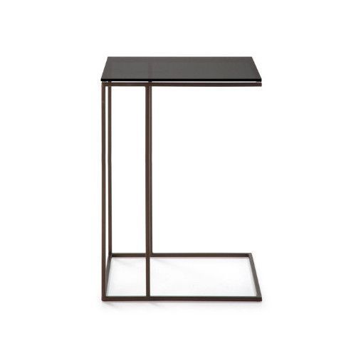 Table d'appoint rectangulaire verre fumé et métal bronze Kili - Photo n°2
