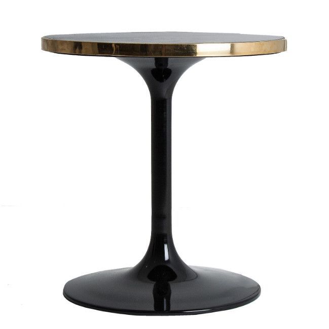 Table d'appoint résine imitation marbre noir et métal doré Nath D 63 cm - Photo n°1
