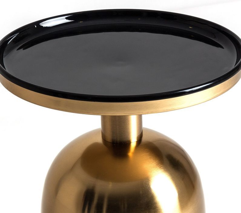 Table d'appoint ronde art déco métal doré et noir Jahy - Photo n°2