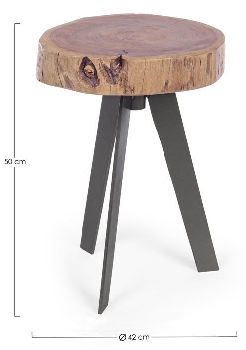 Table d'appoint ronde bois acacia naturel Denia - Lot de 2 - Photo n°3